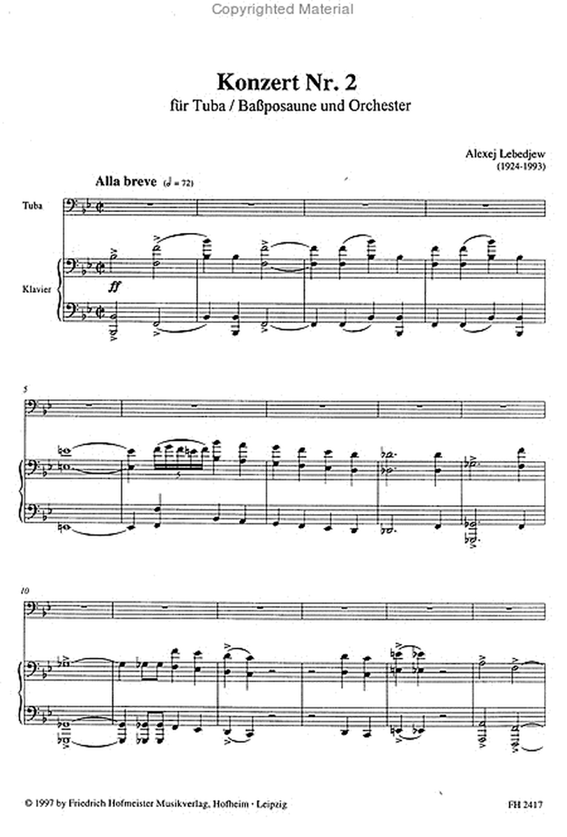 Konzert Nr. 2 fur Tuba (Bassposaune) und Orchester / KlA