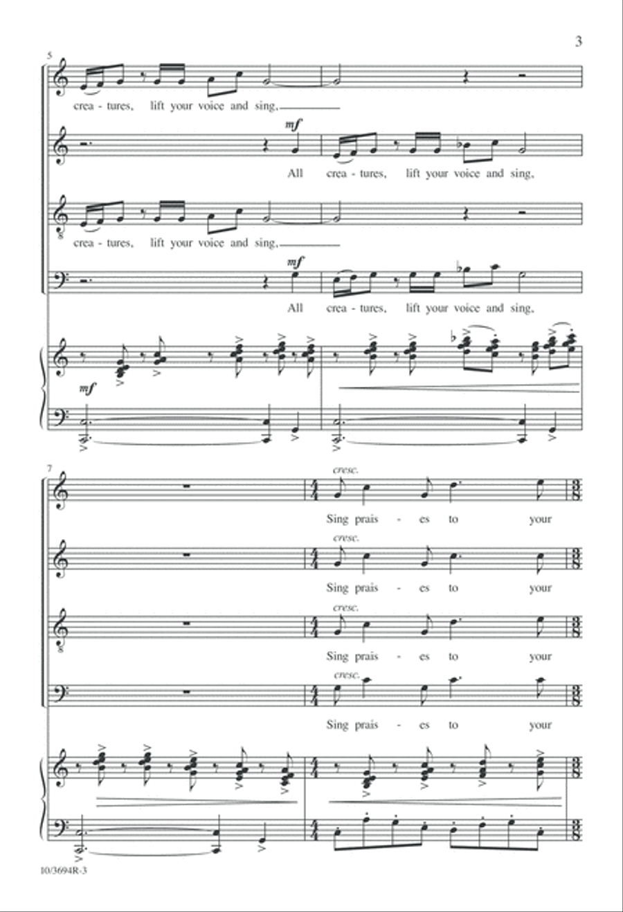 All Creatures, Lift Your Voice and Sing! 4-Part scores gallery preview page 3