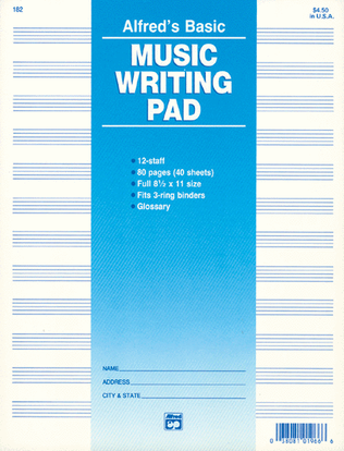 Book cover for 12 Stave Music Writing Pad