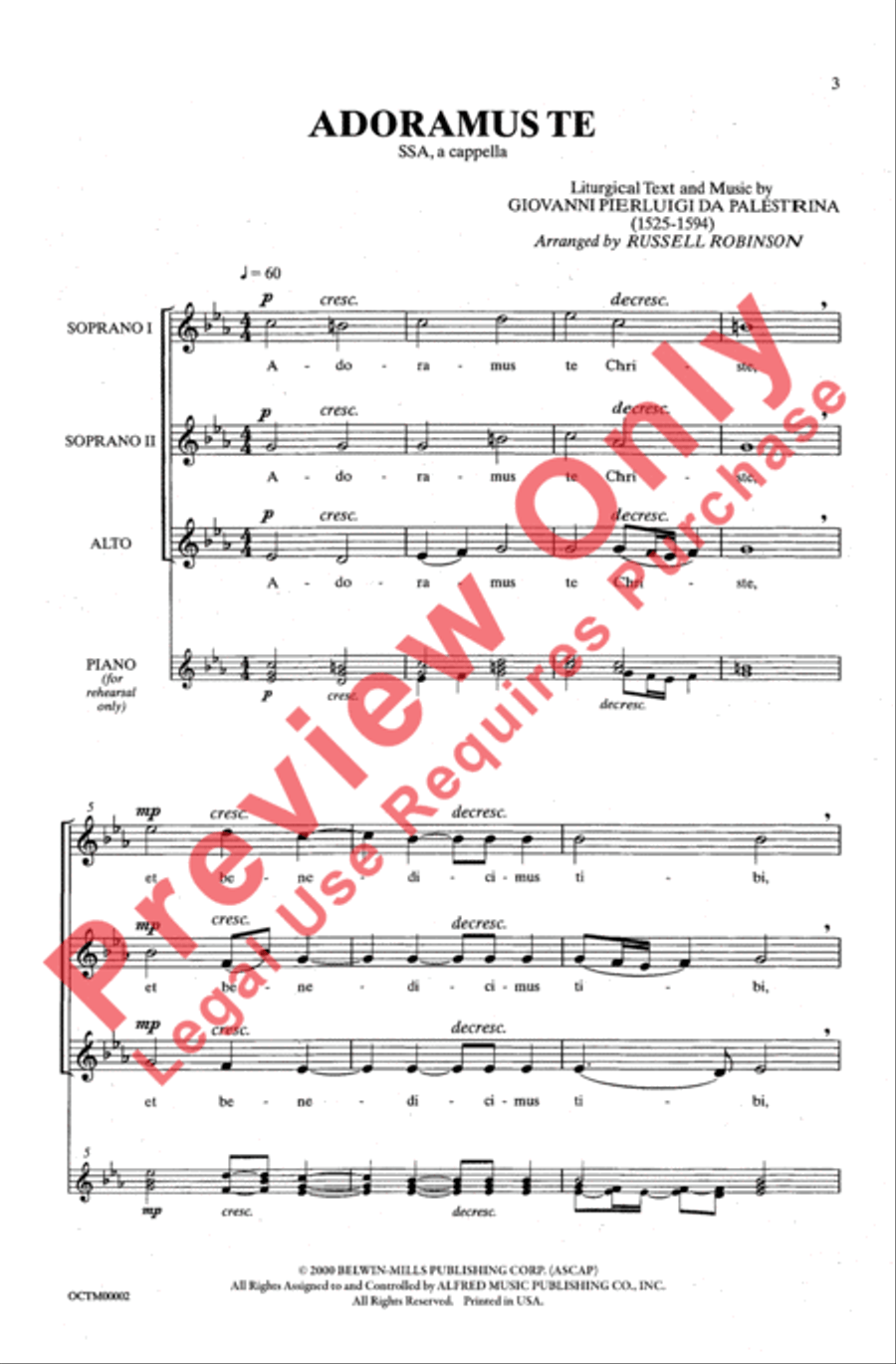 Two Renaissance Chorals (Adoramus Te / Ave Maria) Women's Choir scores gallery preview page 3