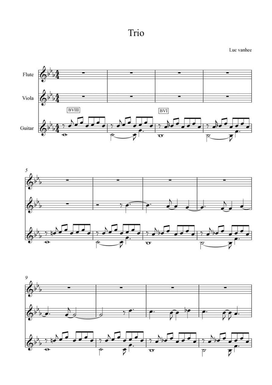 Trio Flute-Violin-Guitar Small Ensemble scores gallery preview page 1