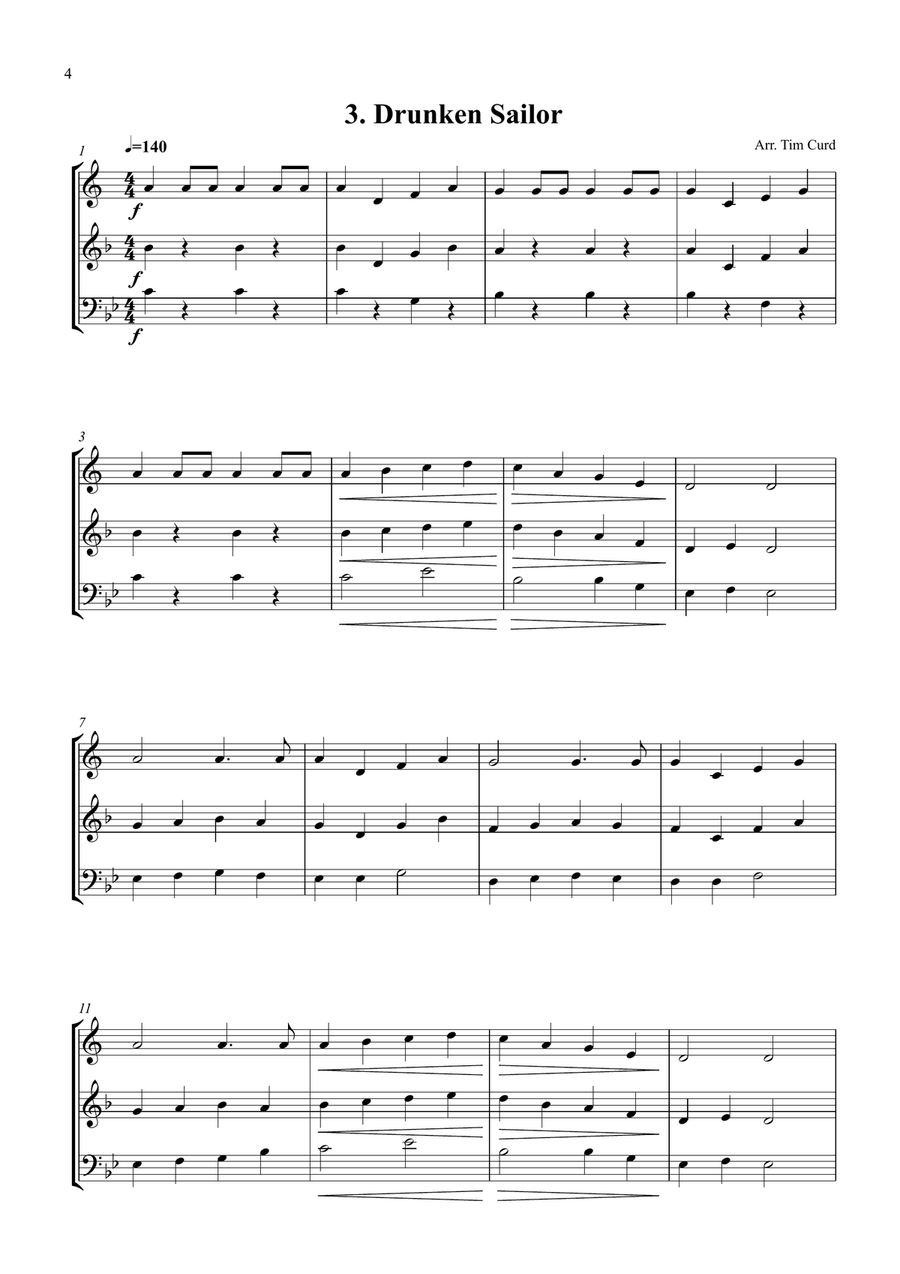 14 Fun Trios For Trumpet, French Horn And Trombone Brass Trio scores gallery preview page 4