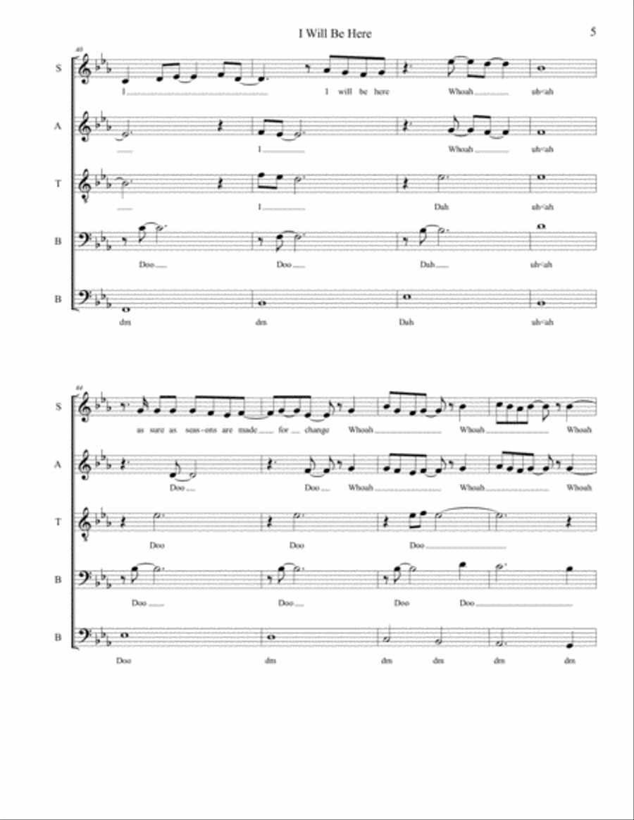 I Will Be Here 4-Part scores gallery preview page 5