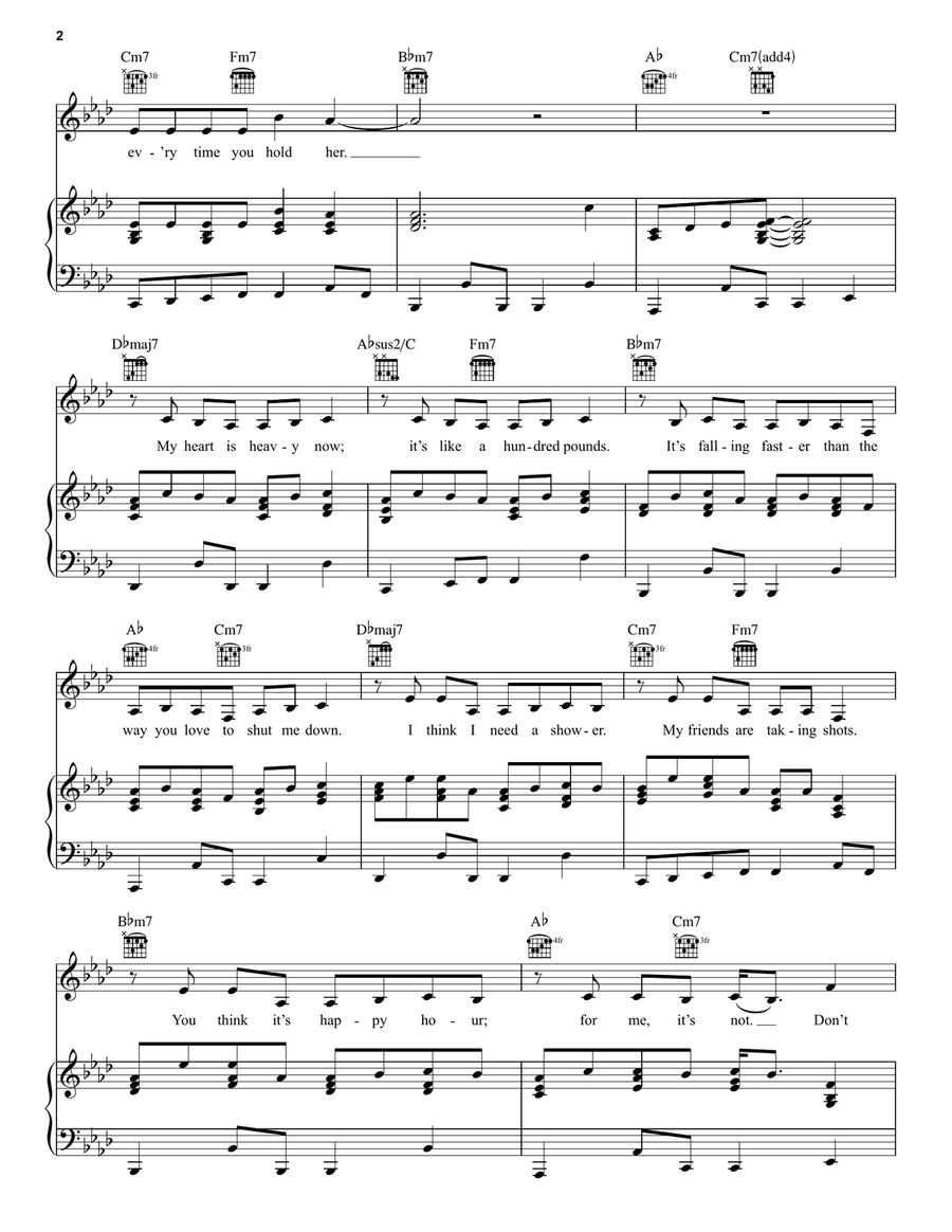 Don't Smile Piano, Vocal, Guitar scores gallery preview page 2
