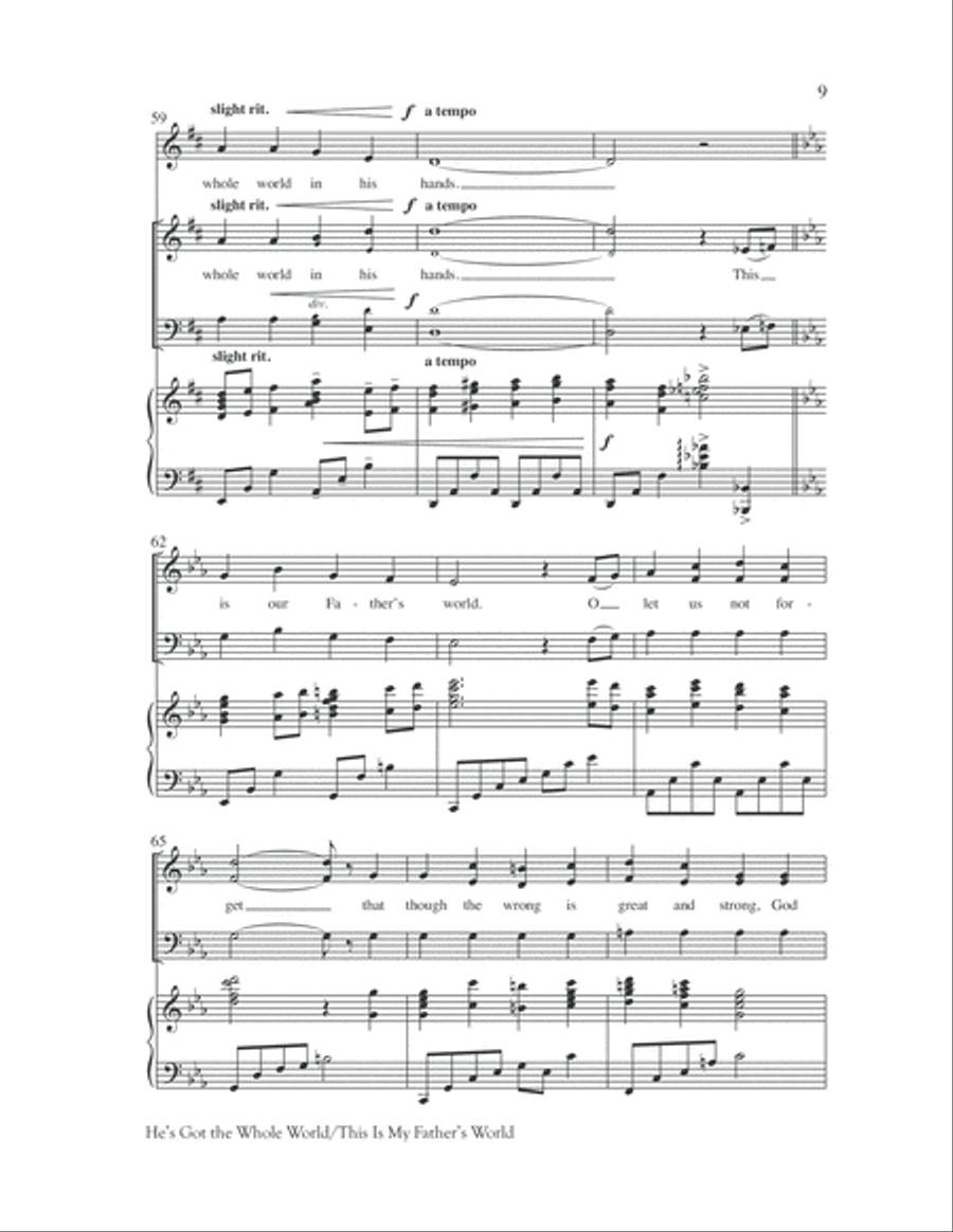 He's Got the Whole World with This Is My Father's World He's Got the Whole World with This Is My Father's World Unison Choir scores gallery preview page 10