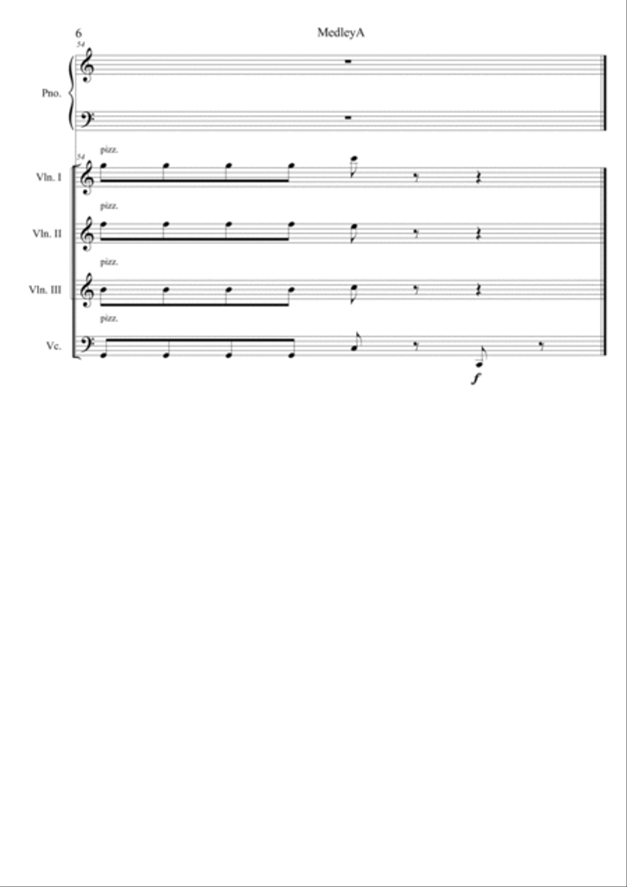 Medley A.Conjunt de 3 peses faciles per el piano amb acompanyament de orquestra de corda.General i p Chamber Orchestra scores gallery preview page 6
