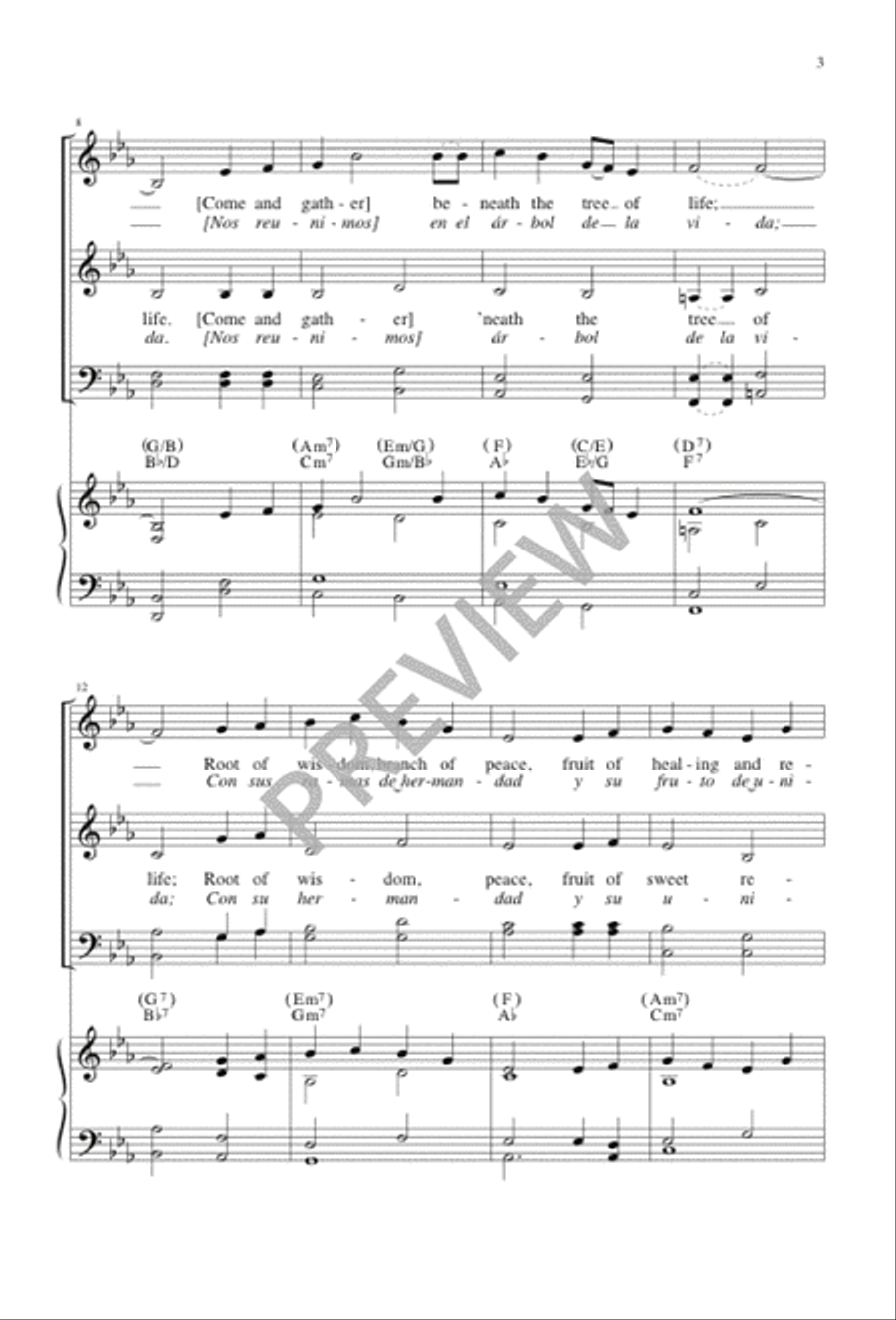 Beneath the Tree of Life / En el Árbol de la Vida 4-Part scores gallery preview page 3