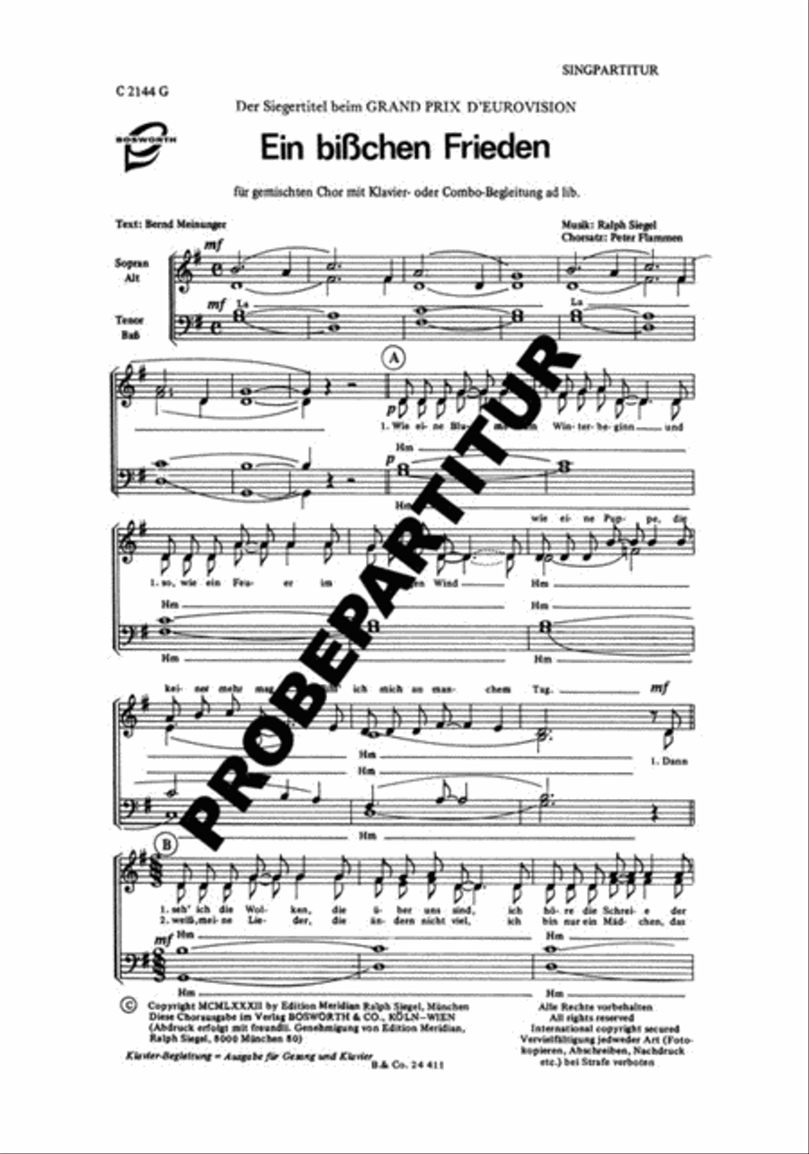 Ein bißchen Frieden Mixed Choir scores gallery preview page 1