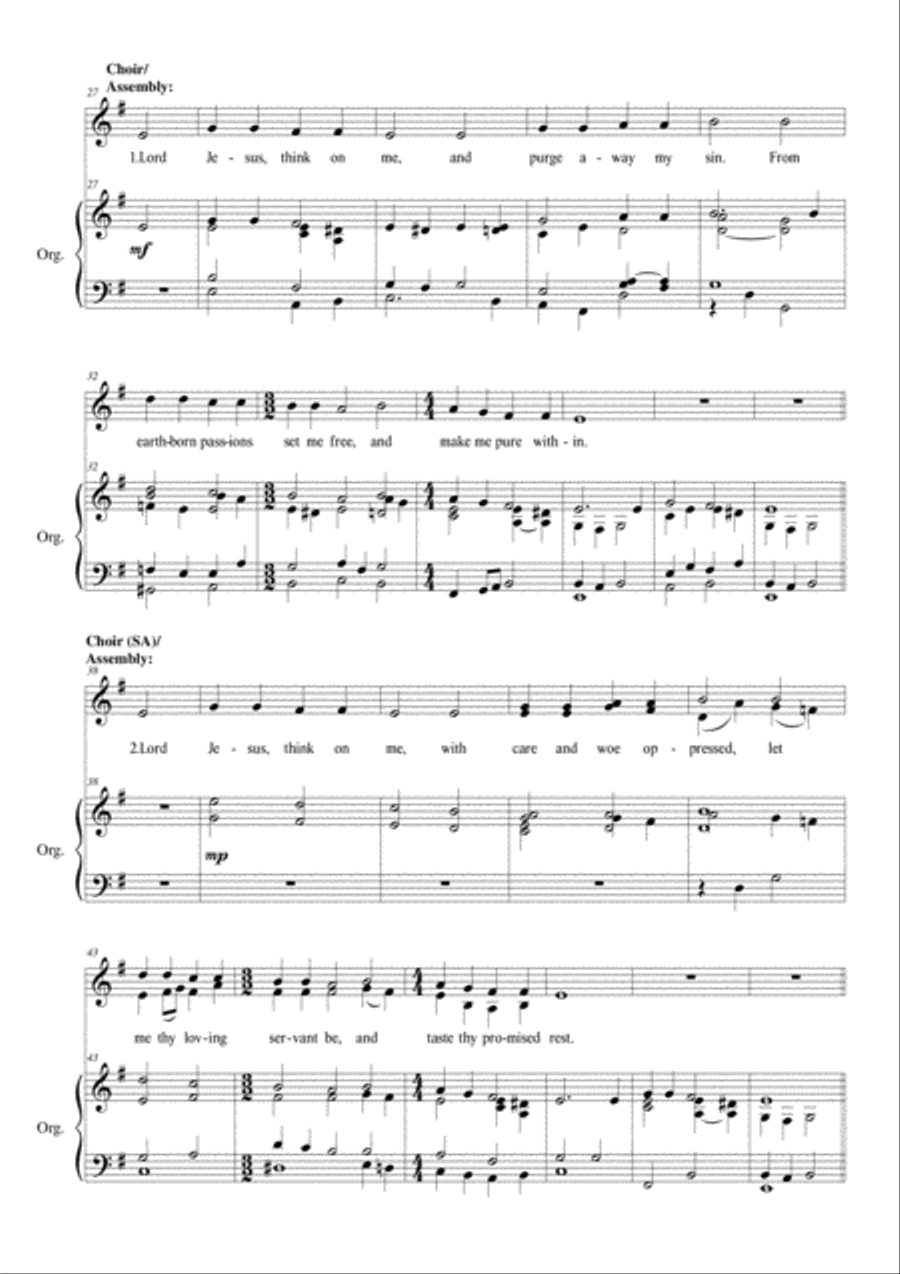 Lord Jesus, Think on Me 4-Part scores gallery preview page 3