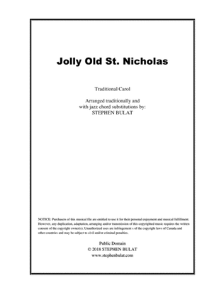 Book cover for Jolly Old St. Nicholas - Lead sheet arranged in traditional and jazz style (key of Bb)