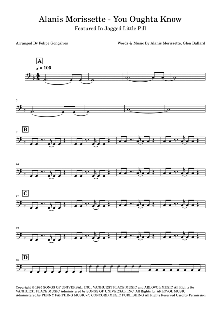 You Oughta Know You Oughta Know Bass Guitar scores gallery preview page 1