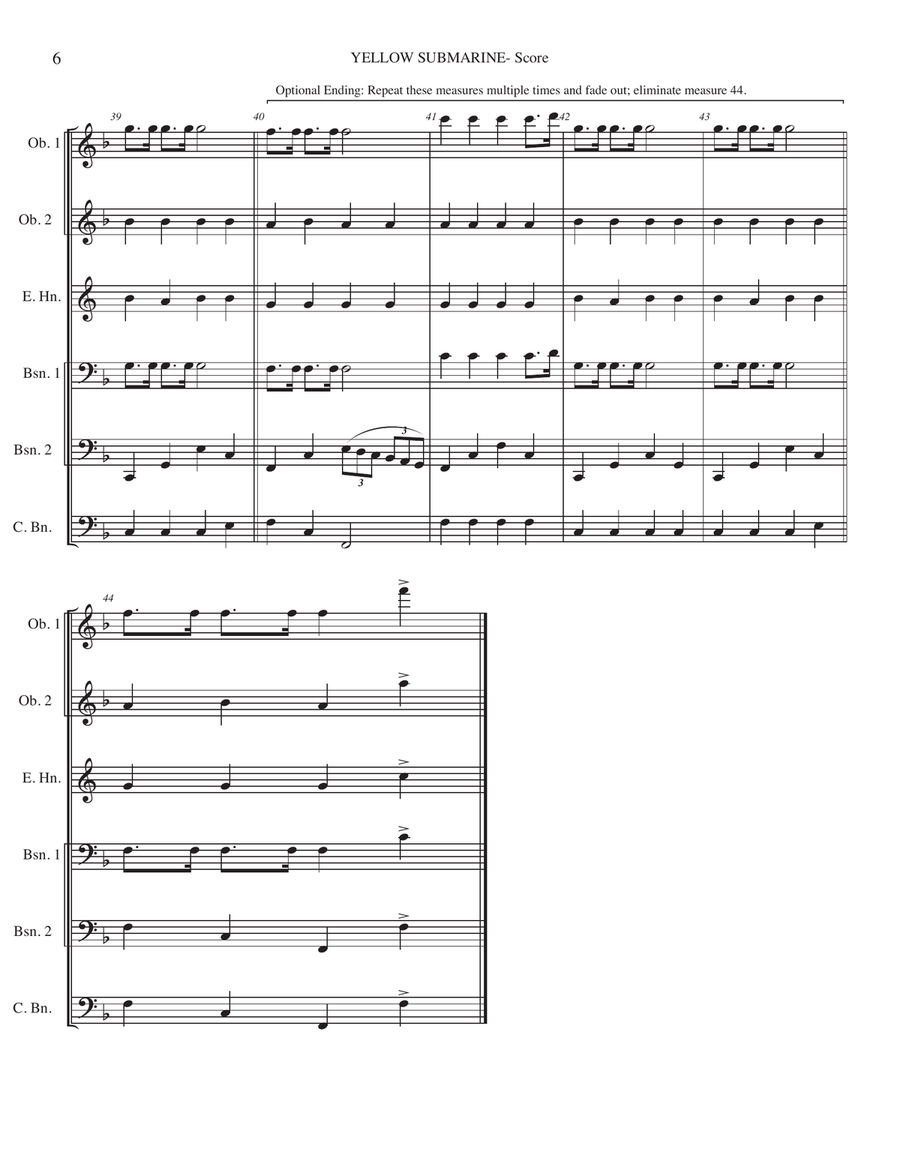 Yellow Submarine (pepperland/yellow Submarine In Pepperland) Woodwind Ensemble scores gallery preview page 6