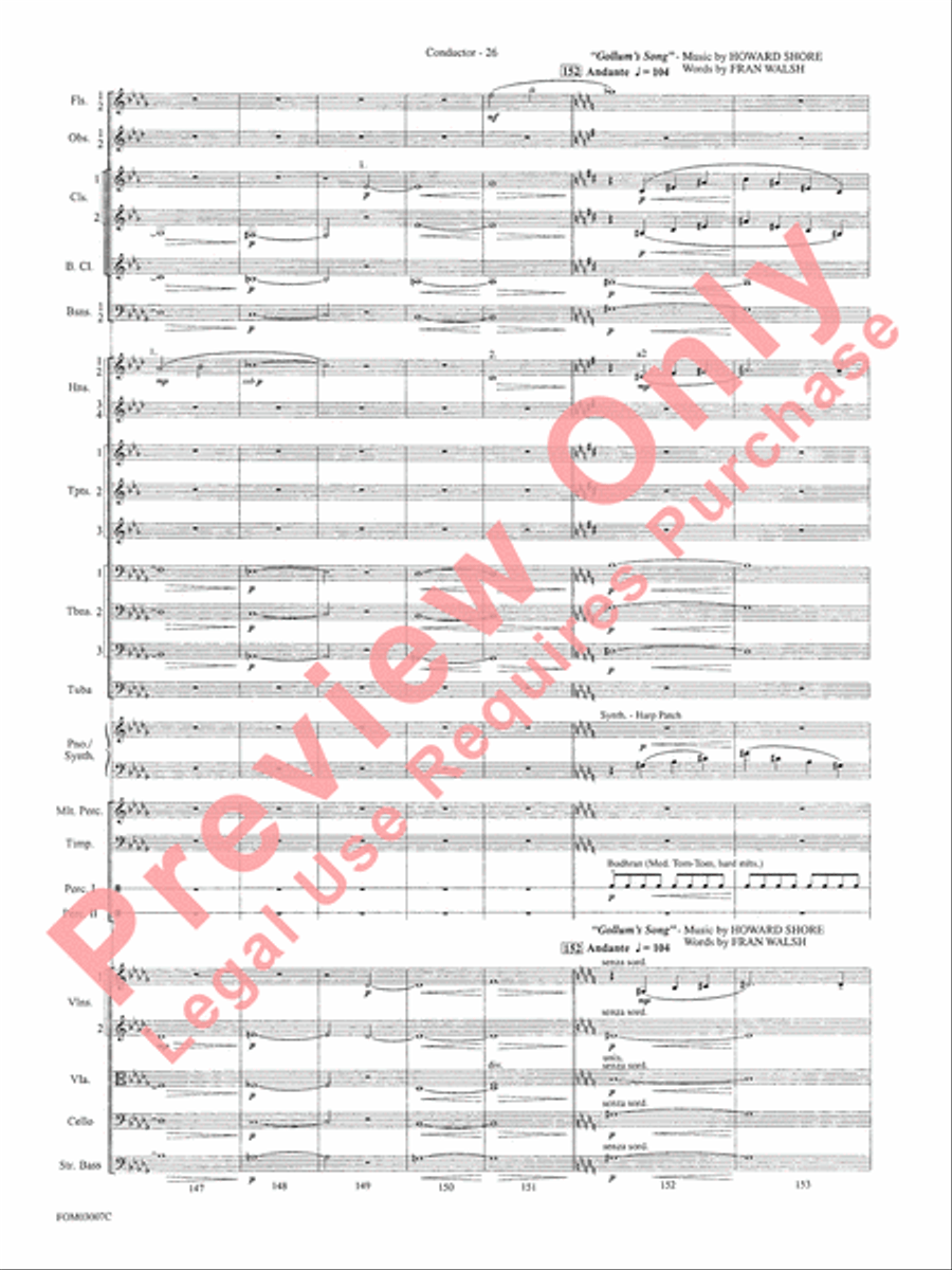 Symphonic Suite from Lord of the Rings: The Two Towers - Conductor Score