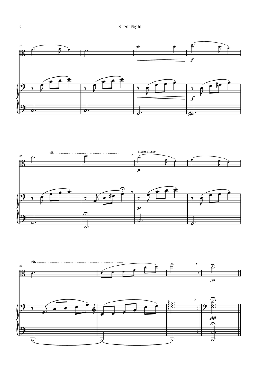Silent Night | BEAUTIFUL Arrangement Viola scores gallery preview page 2