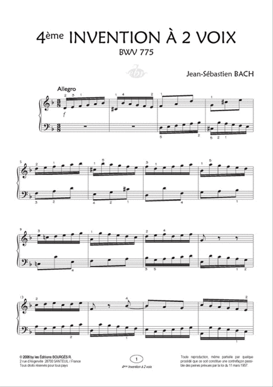 4ème Invention à 2 voix BWV 775 (Collection Anacrouse) Piano Solo scores gallery preview page 2