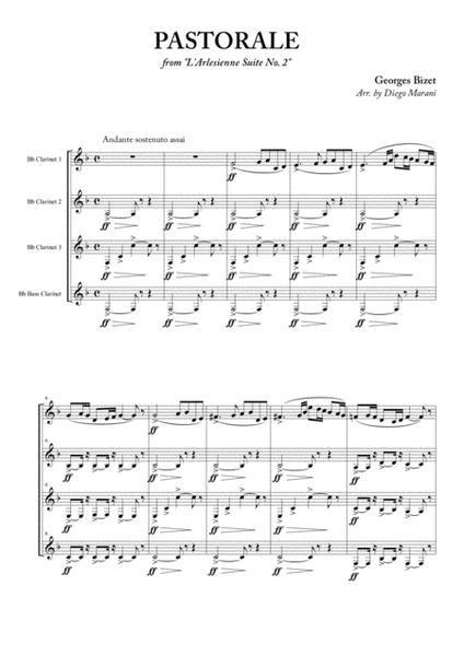 Pastorale from "L'Arlesienne Suite No. 2" for Clarinet Quartet image number null