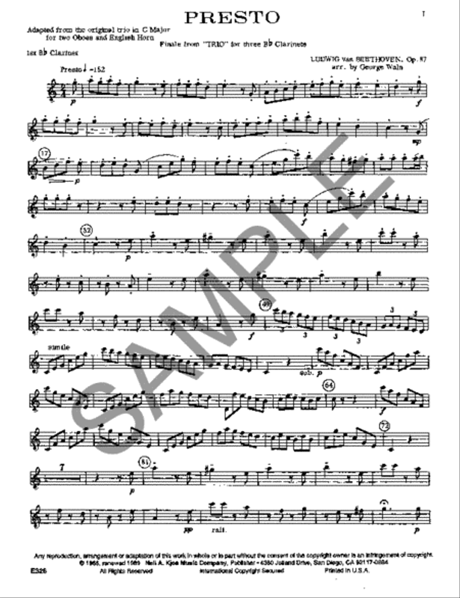 Presto (Finale From Trio Op 87) Clarinet scores gallery preview page 2