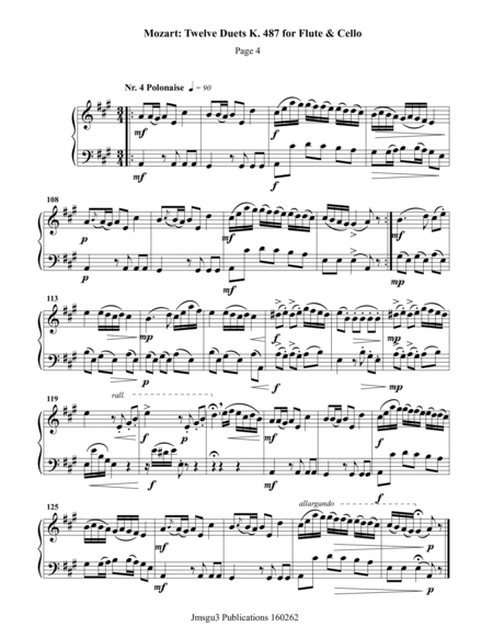 Mozart: Twelve Duets K. 487 for Flute & Cello image number null
