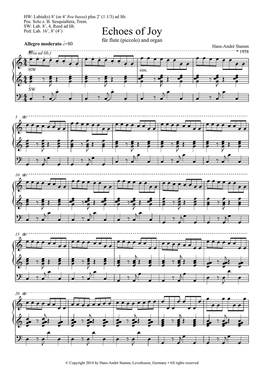 Echoes of Joy for flute and organ Woodwind Duet scores gallery preview page 2