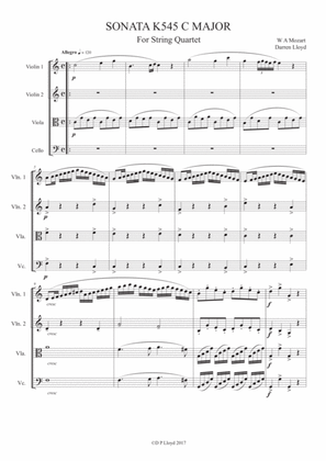 Piano Sonata K 545 - String Quartet (1st movement)