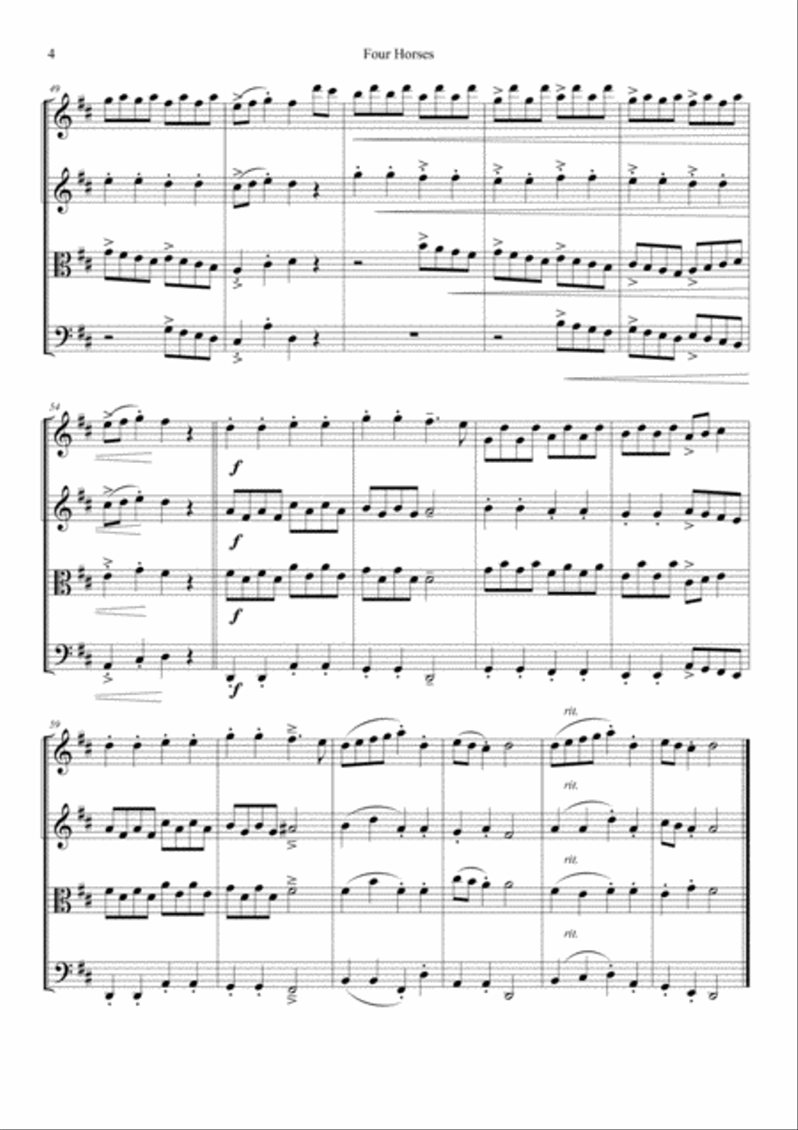 Four Horses (Tea At The Savoy) String Quartet scores gallery preview page 4