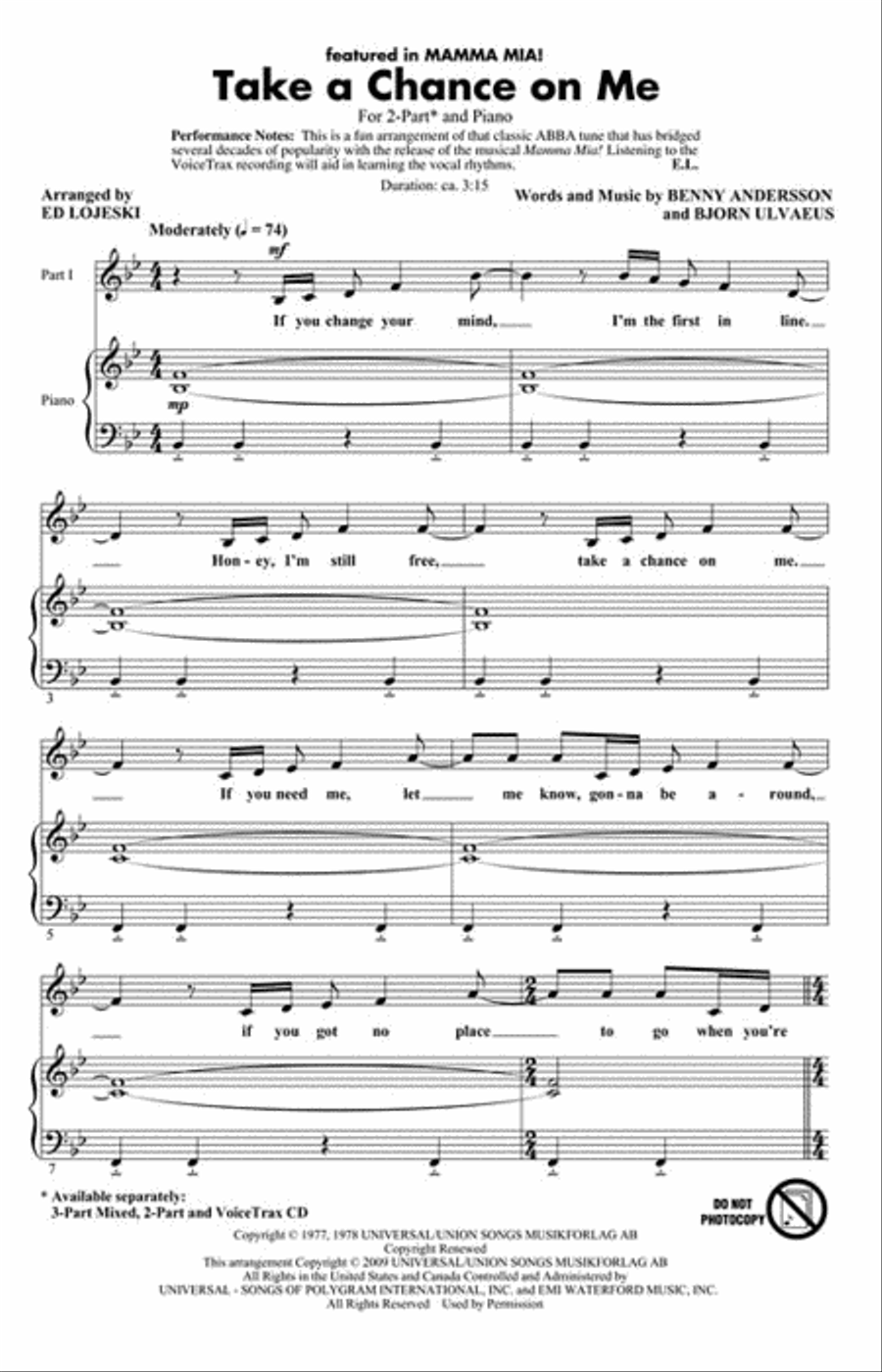 Take a Chance on Me 2-Part scores gallery preview page 2