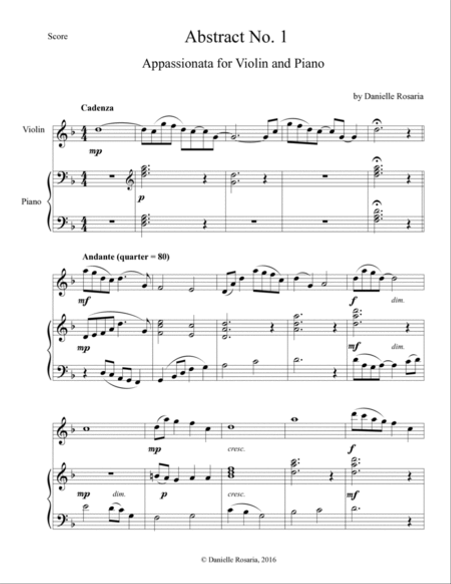 Abstract No. 1: Appassionata for Violin and Piano Violin scores gallery preview page 3