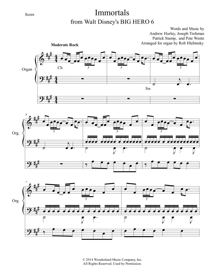 Immortals Organ Solo scores gallery preview page 1