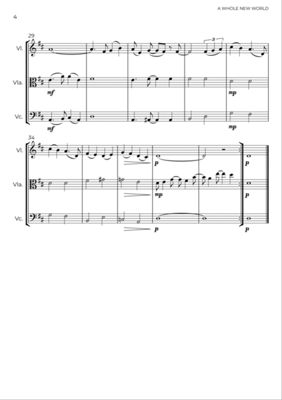 A Whole New World A Whole New World String Trio scores gallery preview page 4