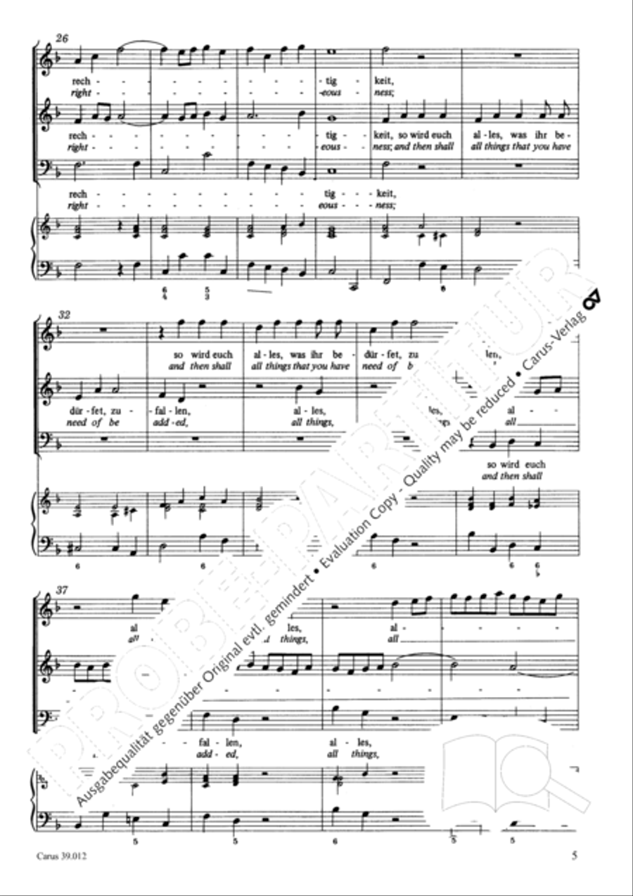 Seek in the first place after God's kingdom (Trachtet am ersten nach dem Reich Gottes) SA scores gallery preview page 5