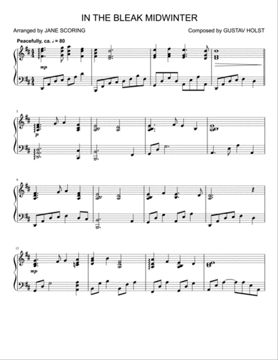 In the Bleak Midwinter for solo piano Piano Solo scores gallery preview page 2