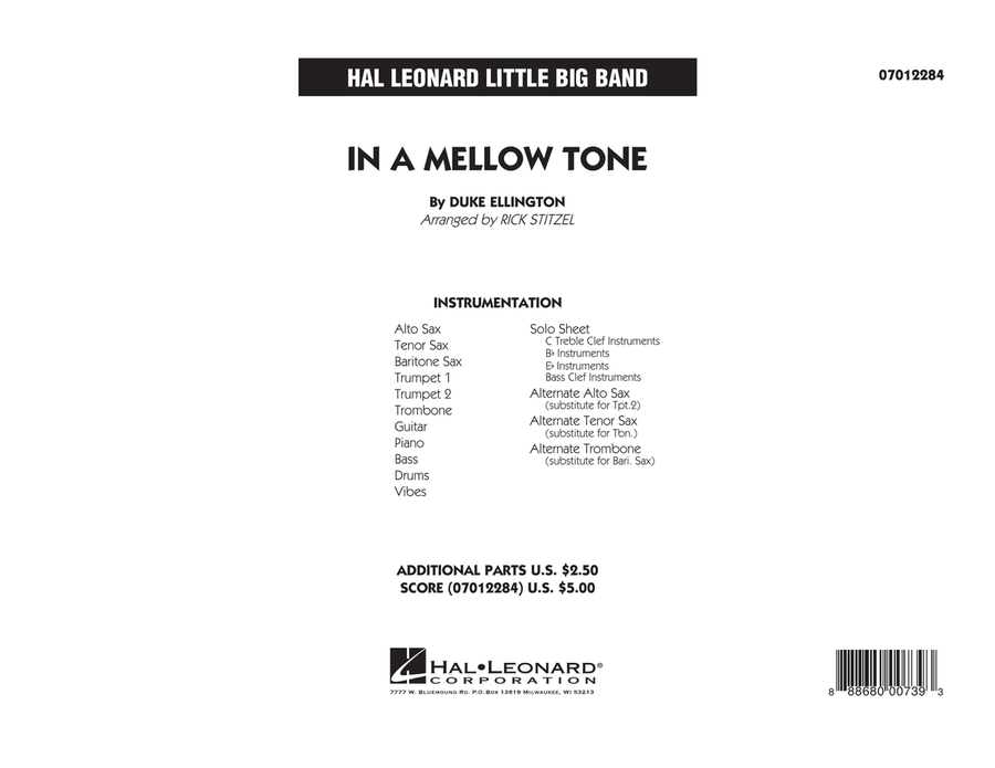 In a Mellow Tone - Full Score Jazz Ensemble scores gallery preview page 1