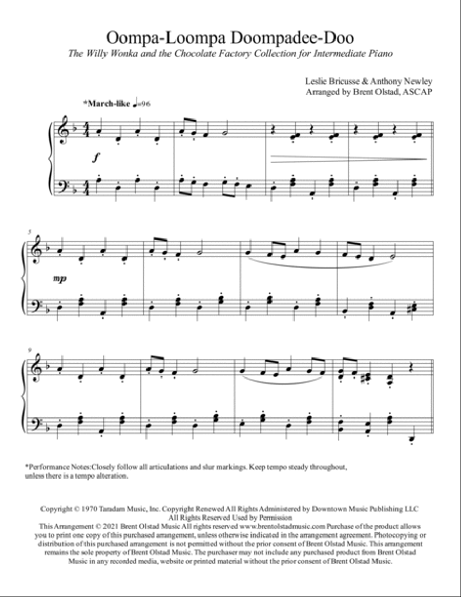 Oompa-loompa-doompadee-doo Piano Solo scores gallery preview page 2