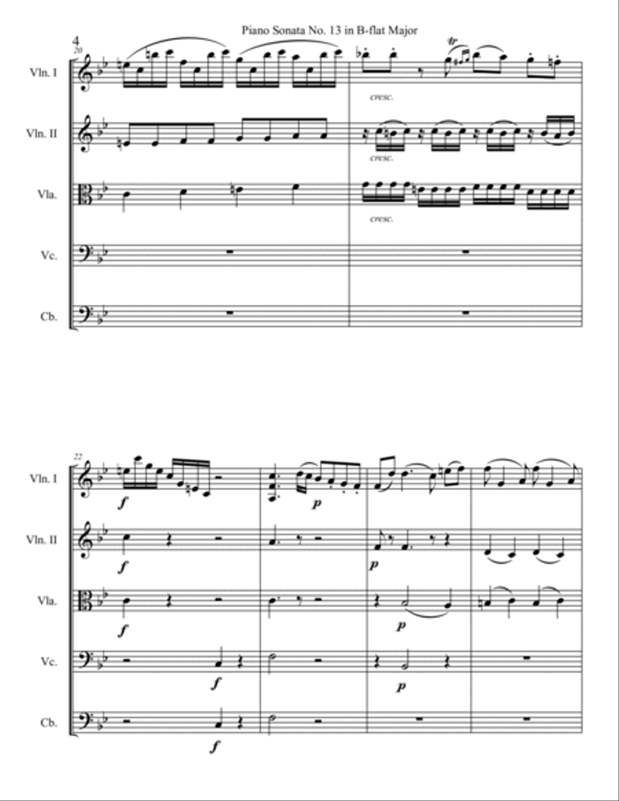 Piano Sonata No. 13, Movement 1 String Orchestra scores gallery preview page 4