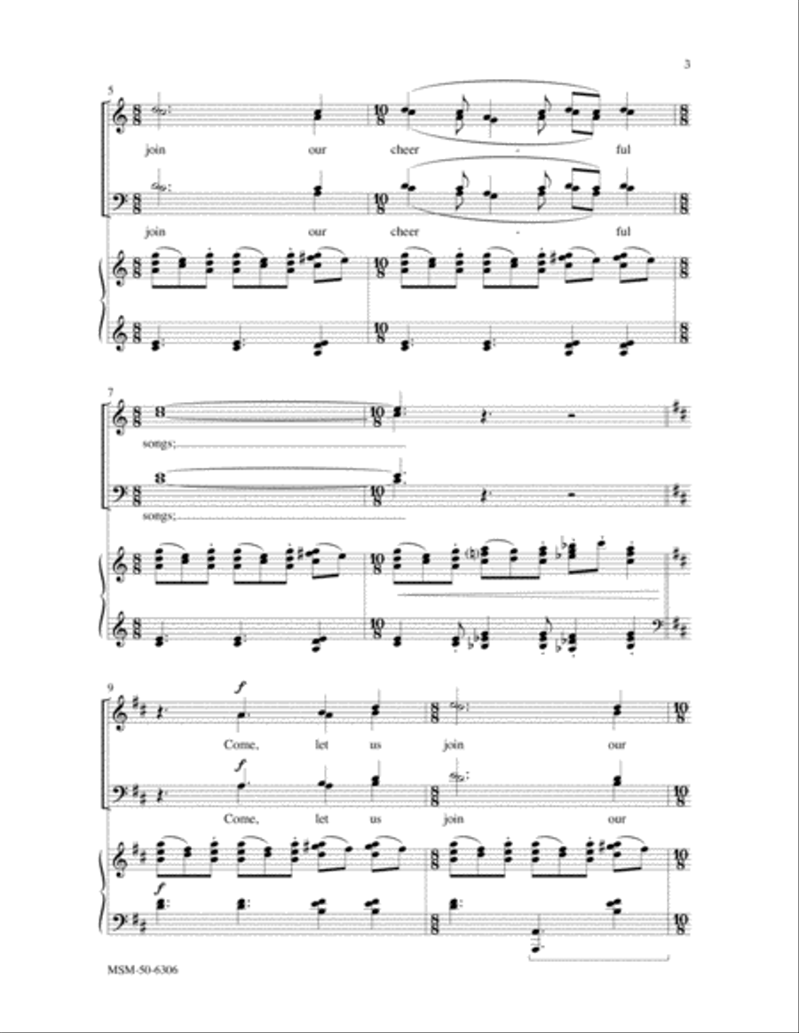 Come, Let Us Join Our Cheerful Songs A Festive Introit 4-Part scores gallery preview page 3