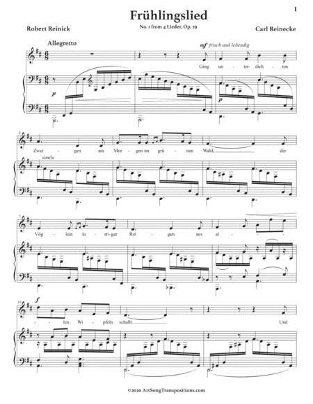 REINECKE: Frühlingslied, Op. 29 no. 1 (transposed to D major)