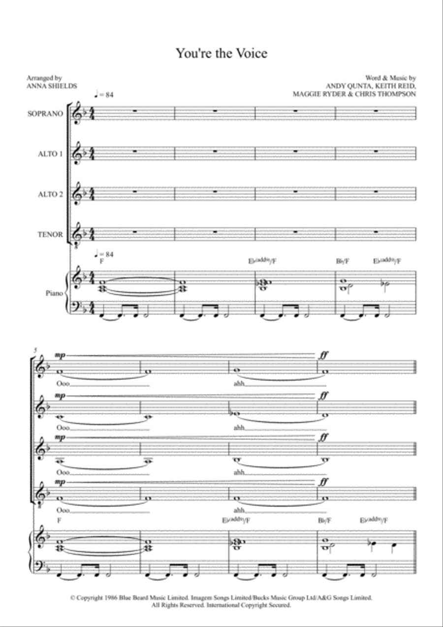 You're The Voice 4-Part scores gallery preview page 1