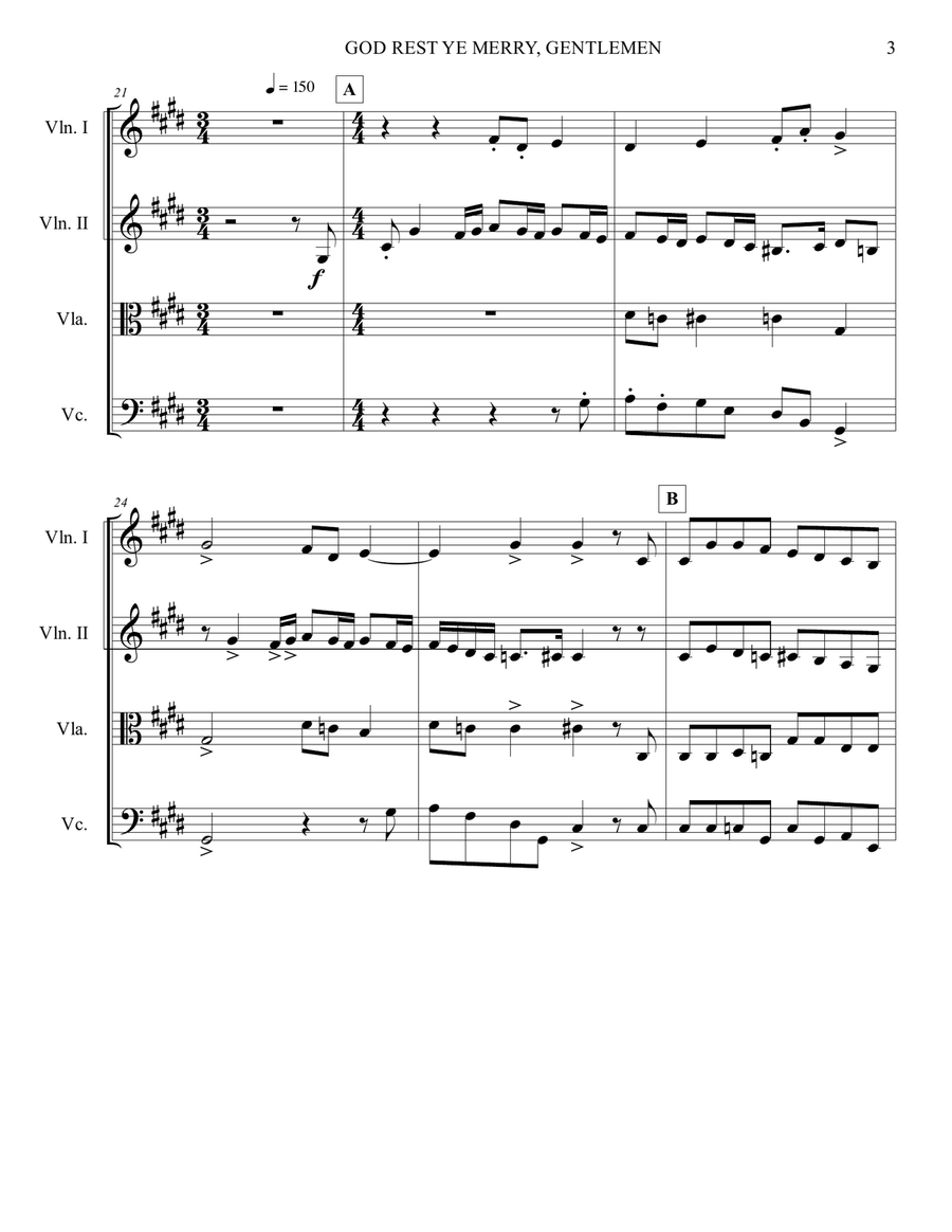 God Rest Ye Merry, Gentlemen - Pentatonix - Strings Quartet String Quartet scores gallery preview page 3