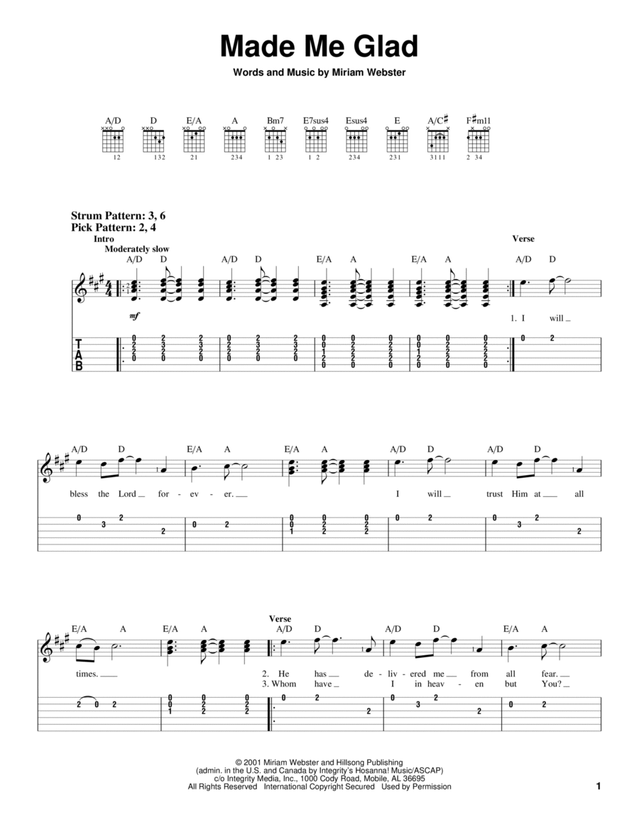 Made Me Glad Made Me Glad Acoustic Guitar scores gallery preview page 1