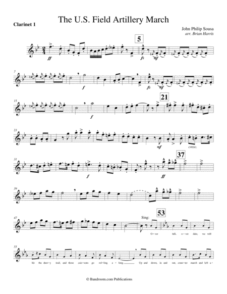 U.S. FIELD ARTILLERY MARCH (The US Army Song) - concert band - score, parts, & license to photocopy image number null