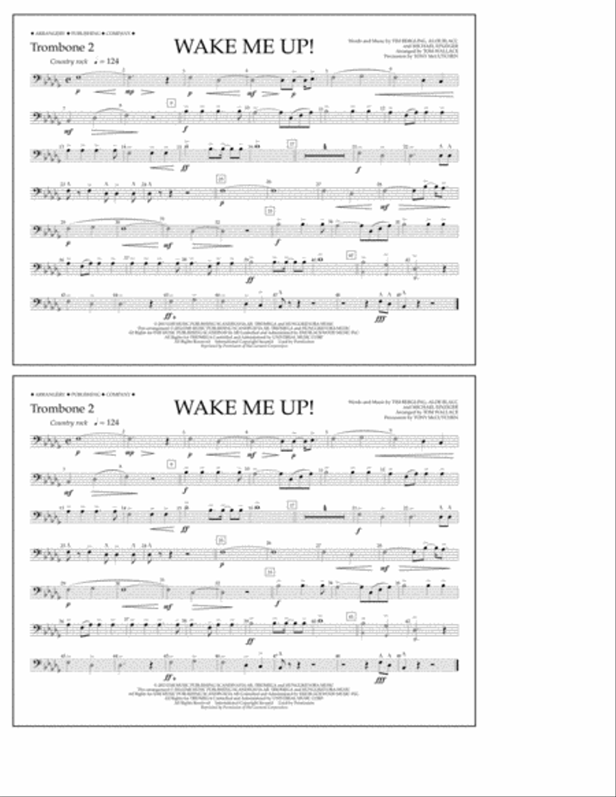 Wake Me Up! - Trombone 2 Marching Band scores gallery preview page 1