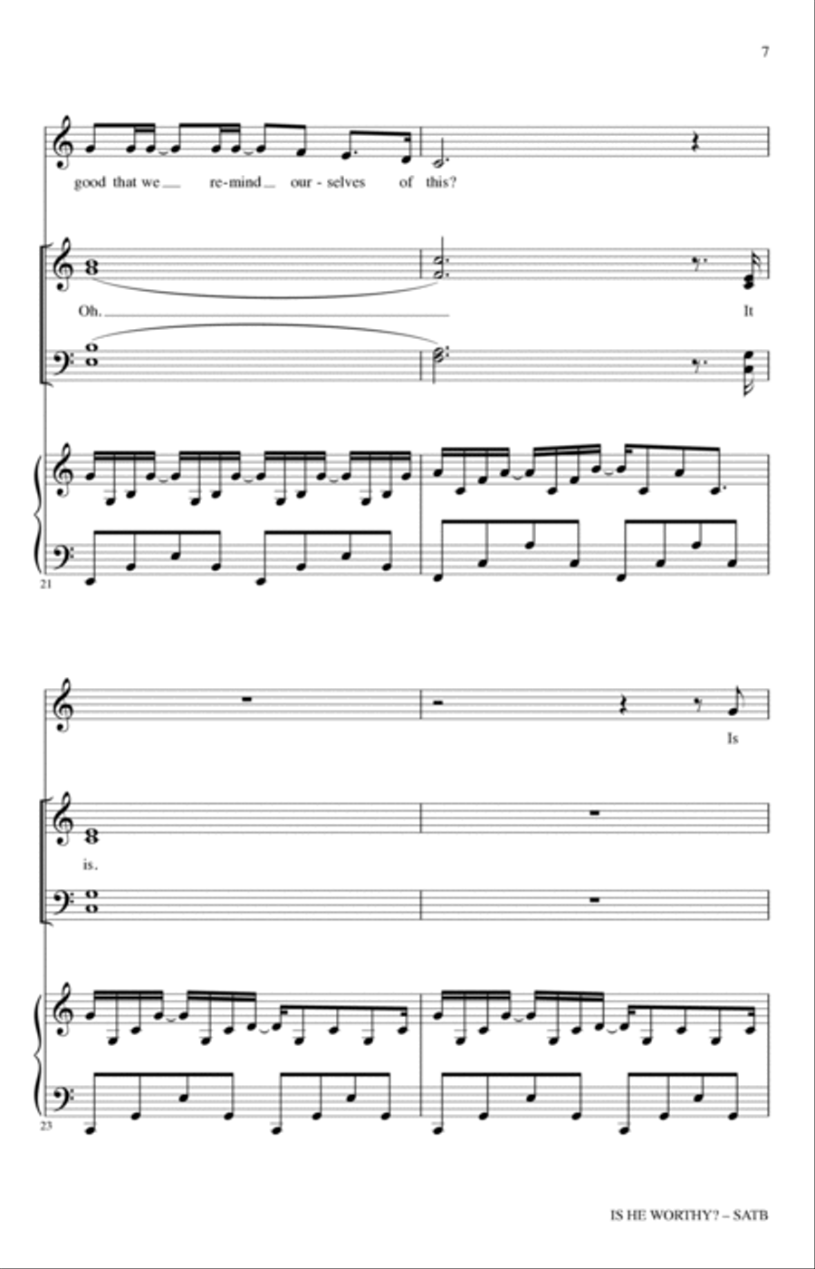 Is He Worthy? (arr. Heather Sorenson) 4-Part scores gallery preview page 6