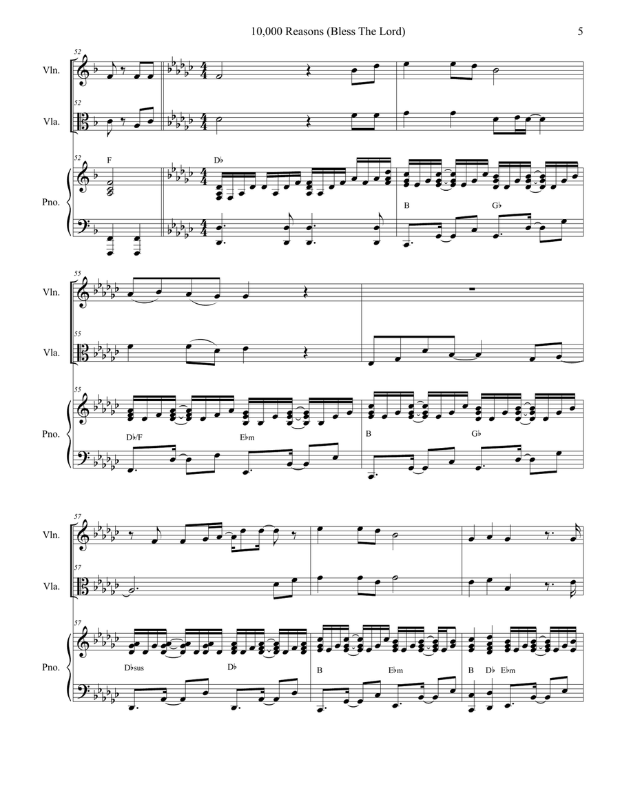 10,000 Reasons (Bless The Lord) String Duet scores gallery preview page 5