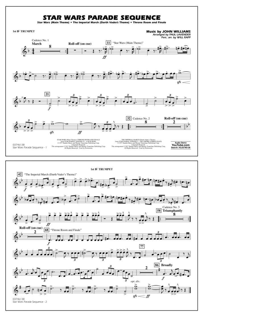 Star Wars Parade Sequence - 1st Bb Trumpet