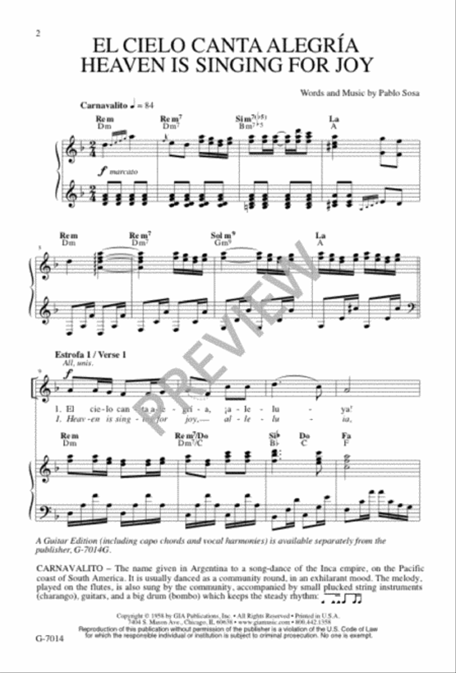 El cielo canta alegría / Heaven Is Singing for Joy 4-Part scores gallery preview page 2