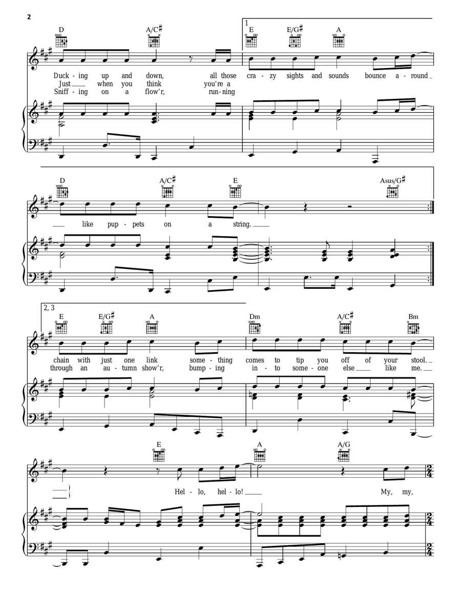 Hello Hello Piano, Vocal, Guitar scores gallery preview page 2