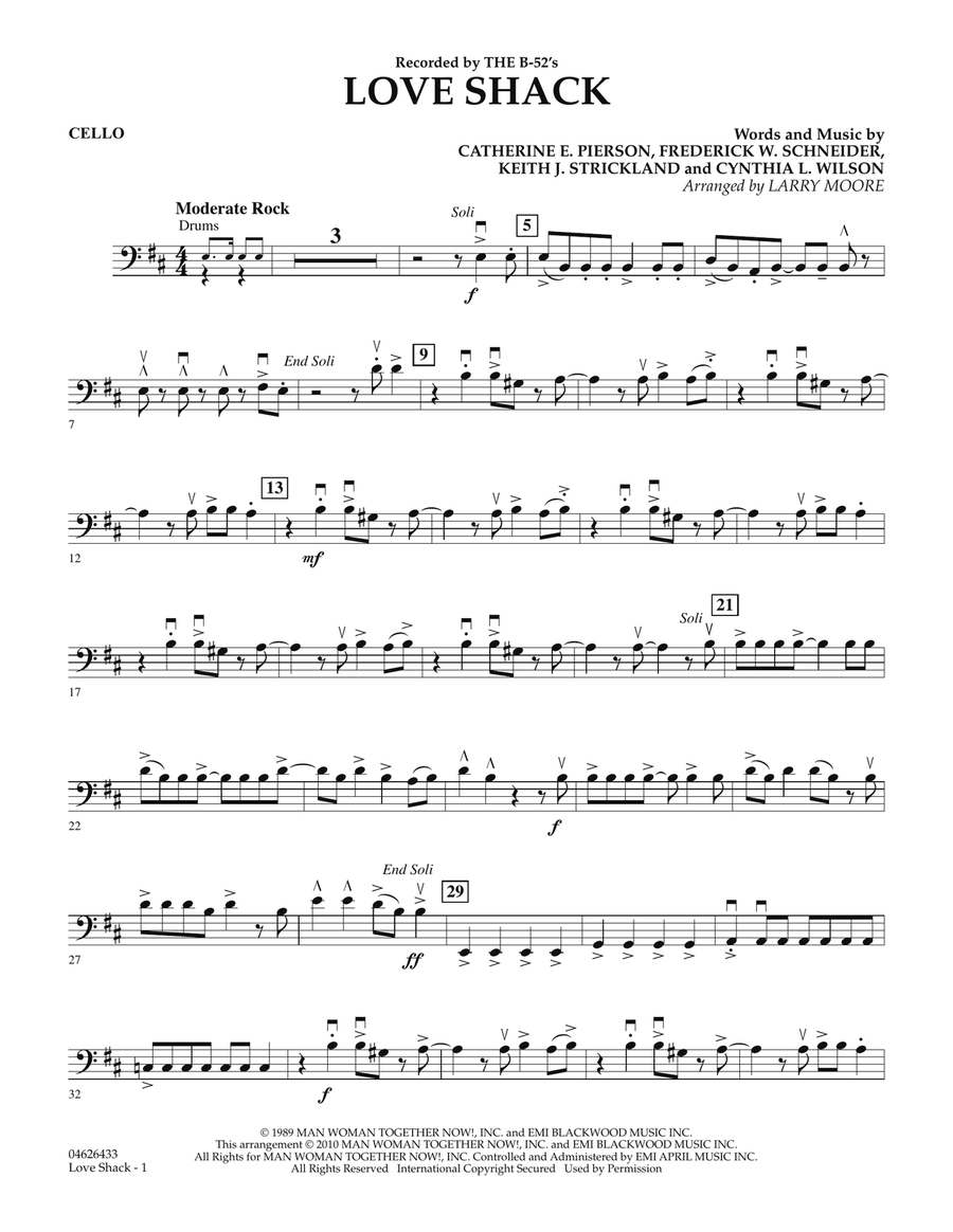 Love Shack - Cello Orchestra scores gallery preview page 1