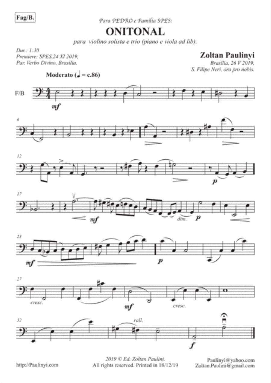 ONITONAL for (a very beginner) solo violin and ensemble (2 violins with optional piano, bassoon and