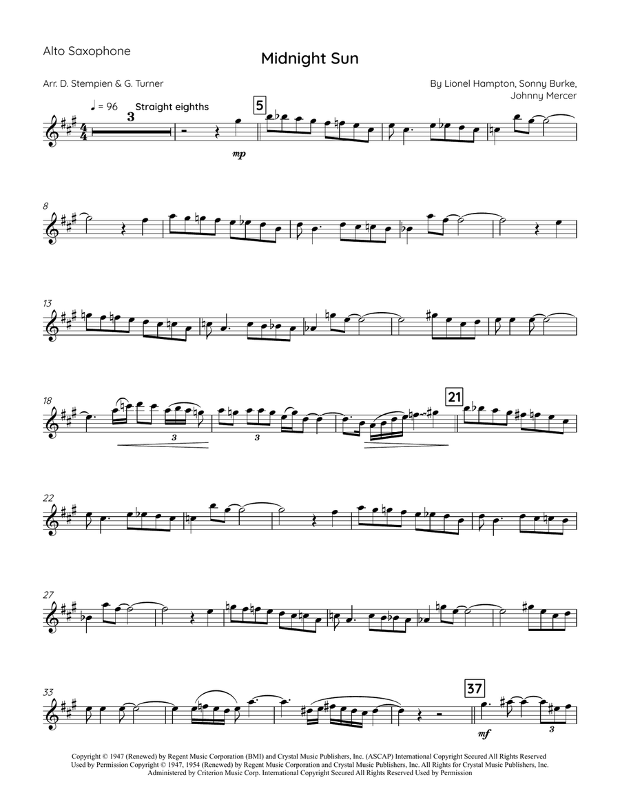 Midnight Sun Midnight Sun Alto Saxophone scores gallery preview page 4