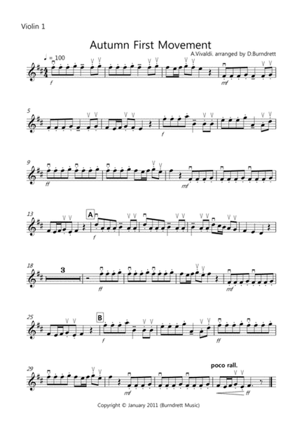 Autumn "four seasons" for String Quartet by David Burndrett String Quartet - Digital Sheet Music